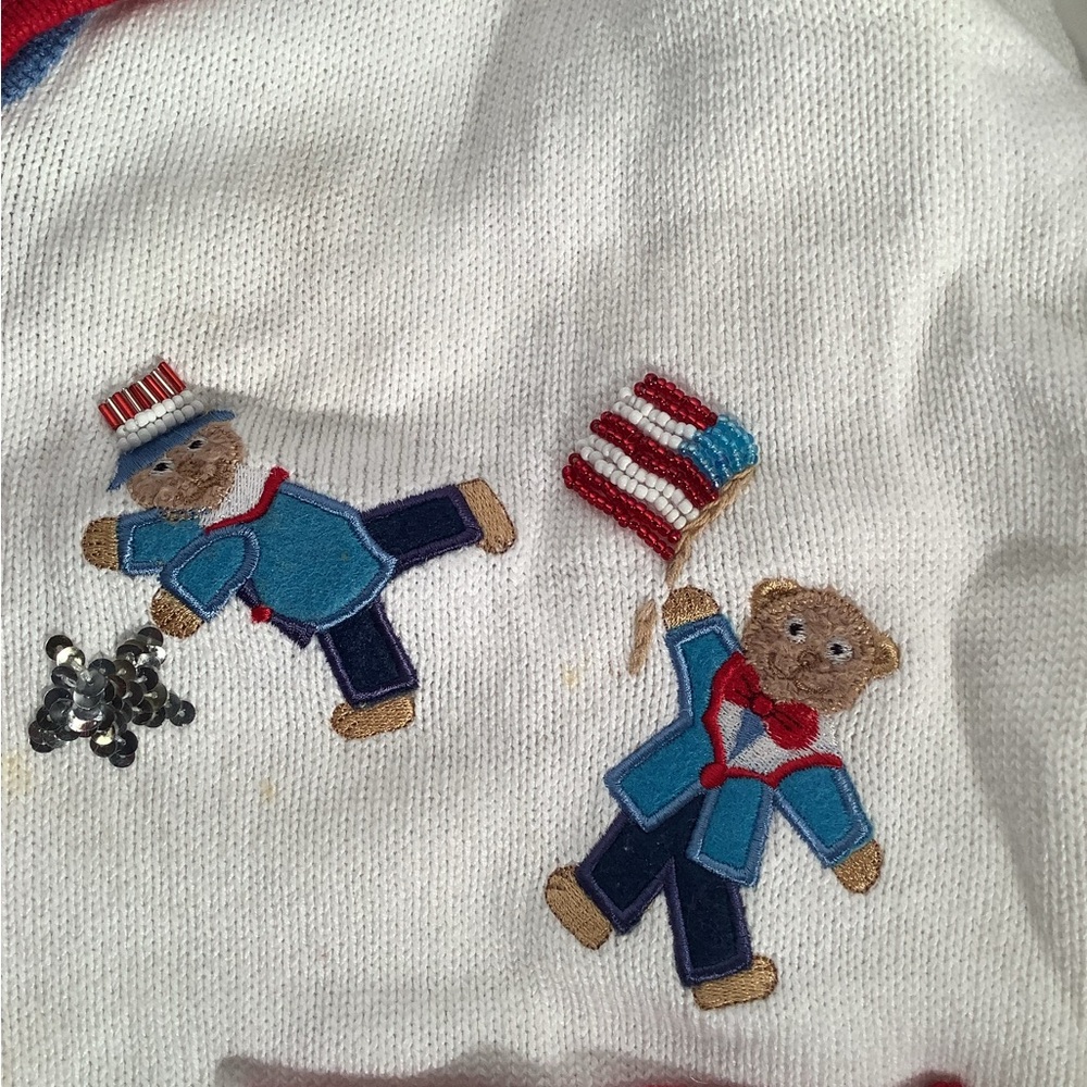 Storybook knit sweater called “Beary Patriotic” - Picture 2 of 6